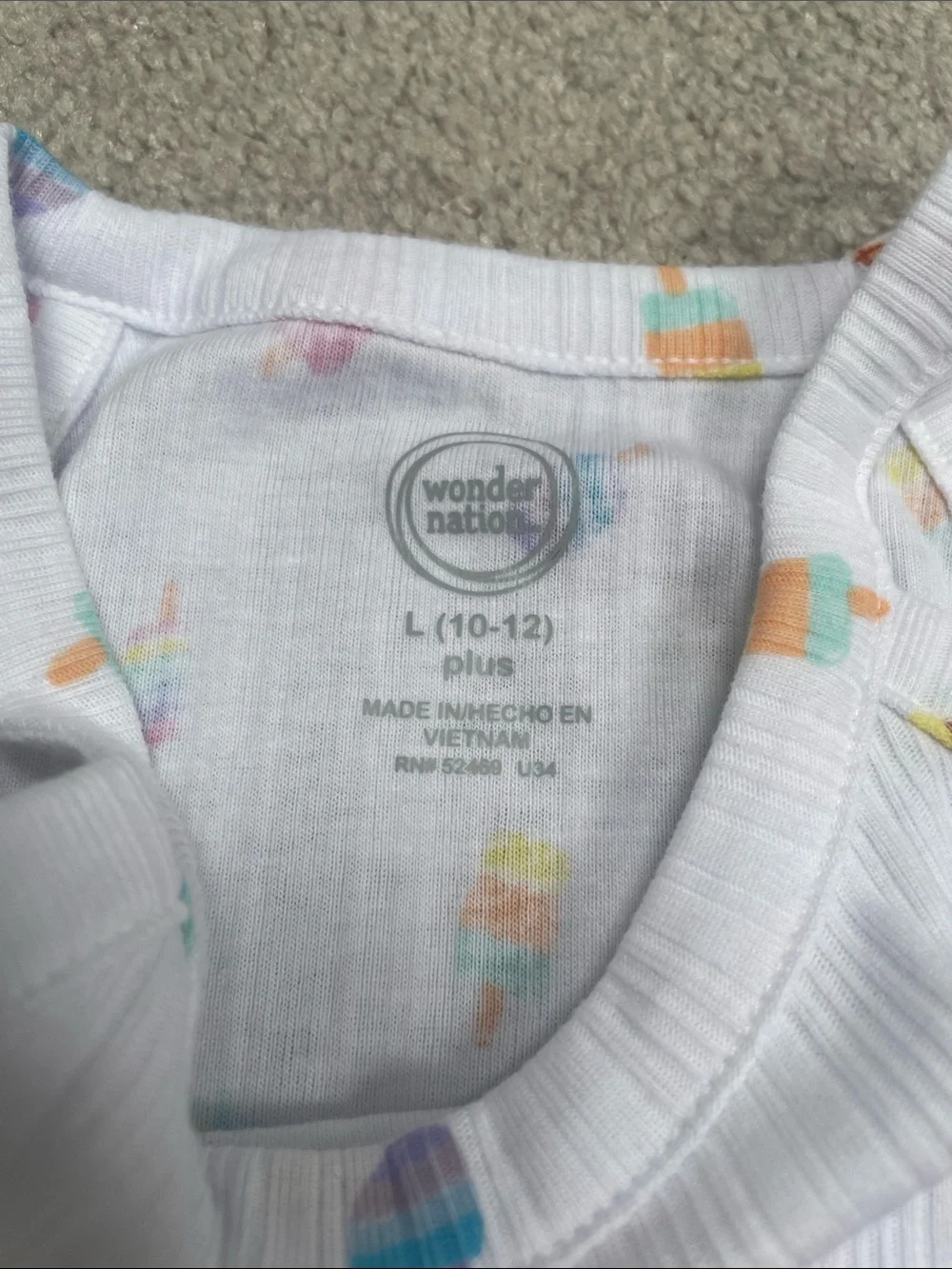 Girls White Ribbed Halter Tank with Pastel Ice Cream Print Girls Large 10-12 NWT